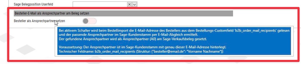 Besteller als Ansprechpartner setzen