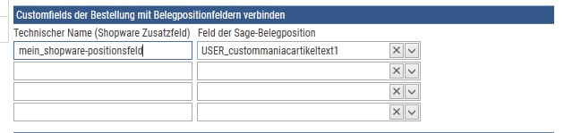 Shopware Customfields der Bestellposition an die Sage 100 Verkaufspositionsfelder übergeben
