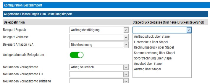 Stapeledruck der sage 100 shopware-schnittstelle