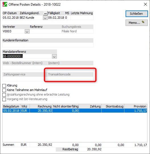 stripe-transaktionscode einlesen und an Sage übergeben