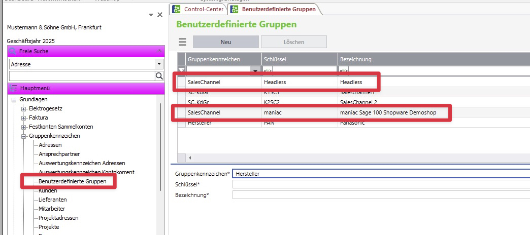 Gruppenkennzeichen befüllen